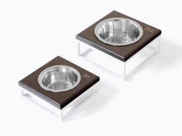 Одна миска на підставці Lunch Bar Brown wood + White