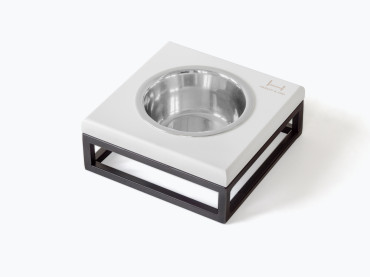 Одна миска на підставці Lunch Bar White wood + Black