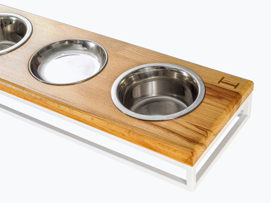Три миски на підставці Lunch Bar Natural wood + White