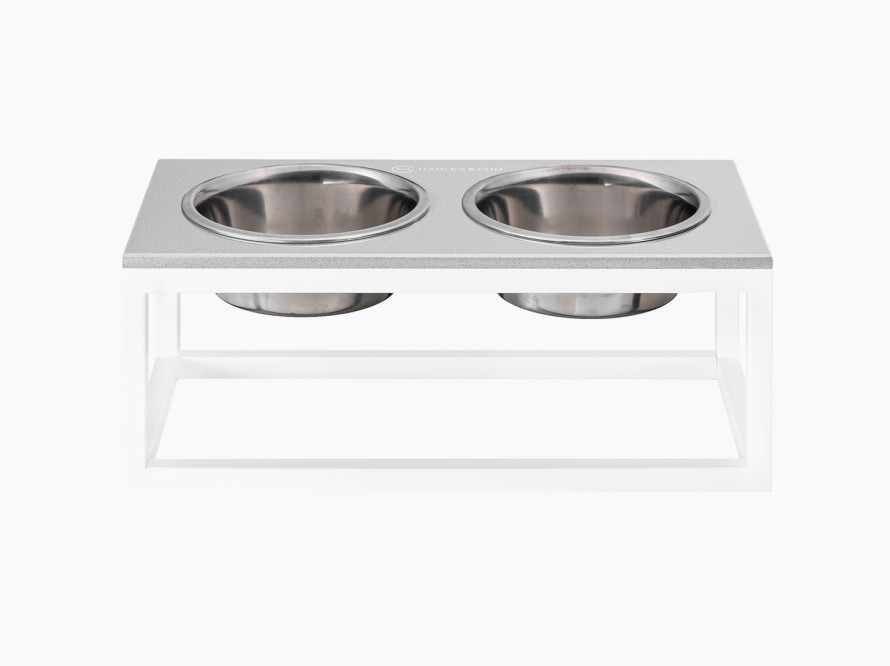 Миски на підставці Dinner Gray Stone + White