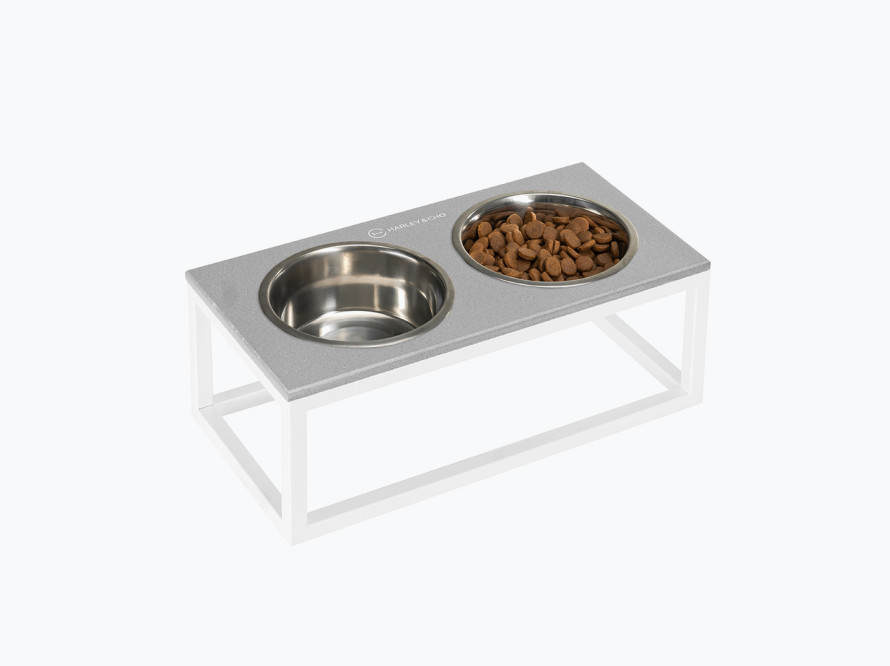 Миски на підставці Dinner Gray Stone + White