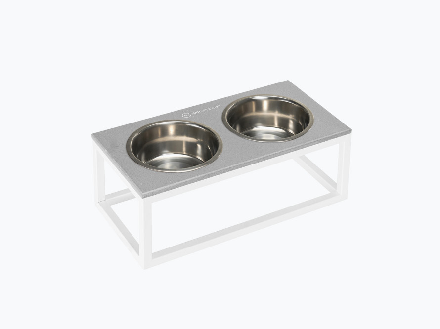 Миски на підставці Dinner Gray Stone + White