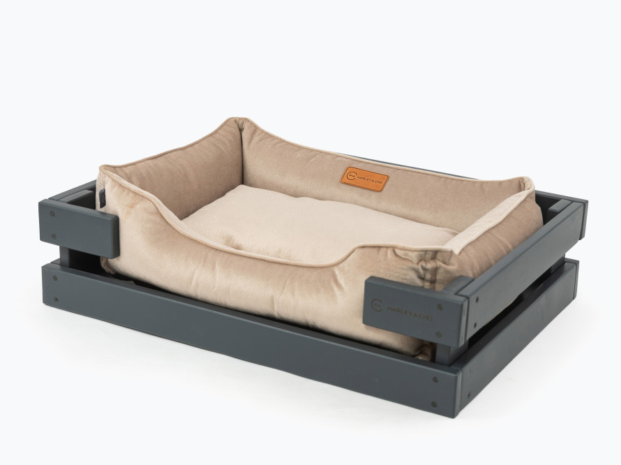 Лежак для кішки Dreamer Gray + Beige Velour